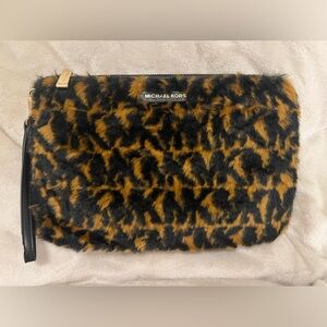 Micheal Micheal Kors Jet Set Large Logo Faux Fur Travel Pouch
